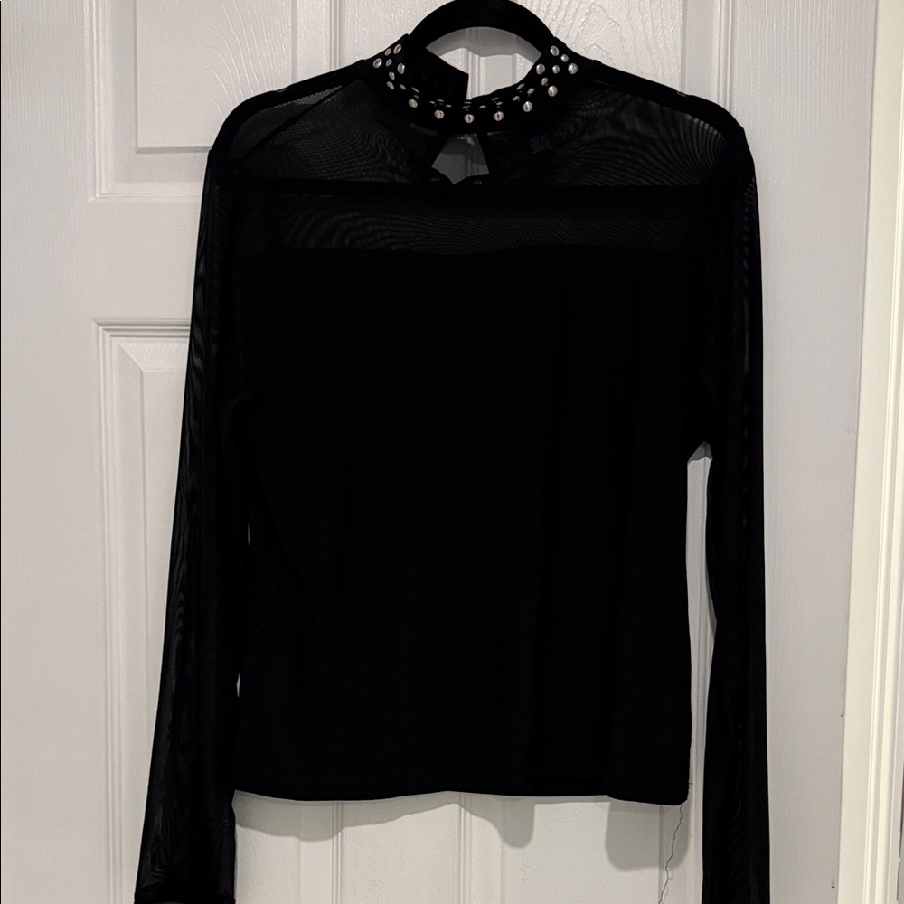 Forever 21 Black Sheer Long Sleeve Blouse
